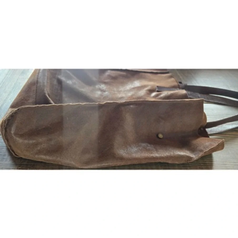 Vera Pelle Brown Suede‎ Tote Handbag Chestnut Carryall Leather Purse Italy Boho